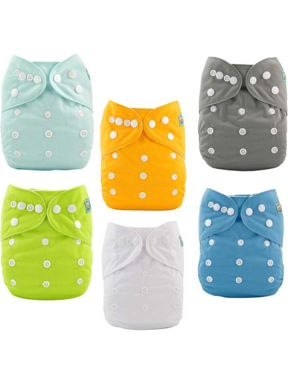 6 Pack Adjustable Cloth Diapers with 12 Inserts - Reusable & Washable for Babies